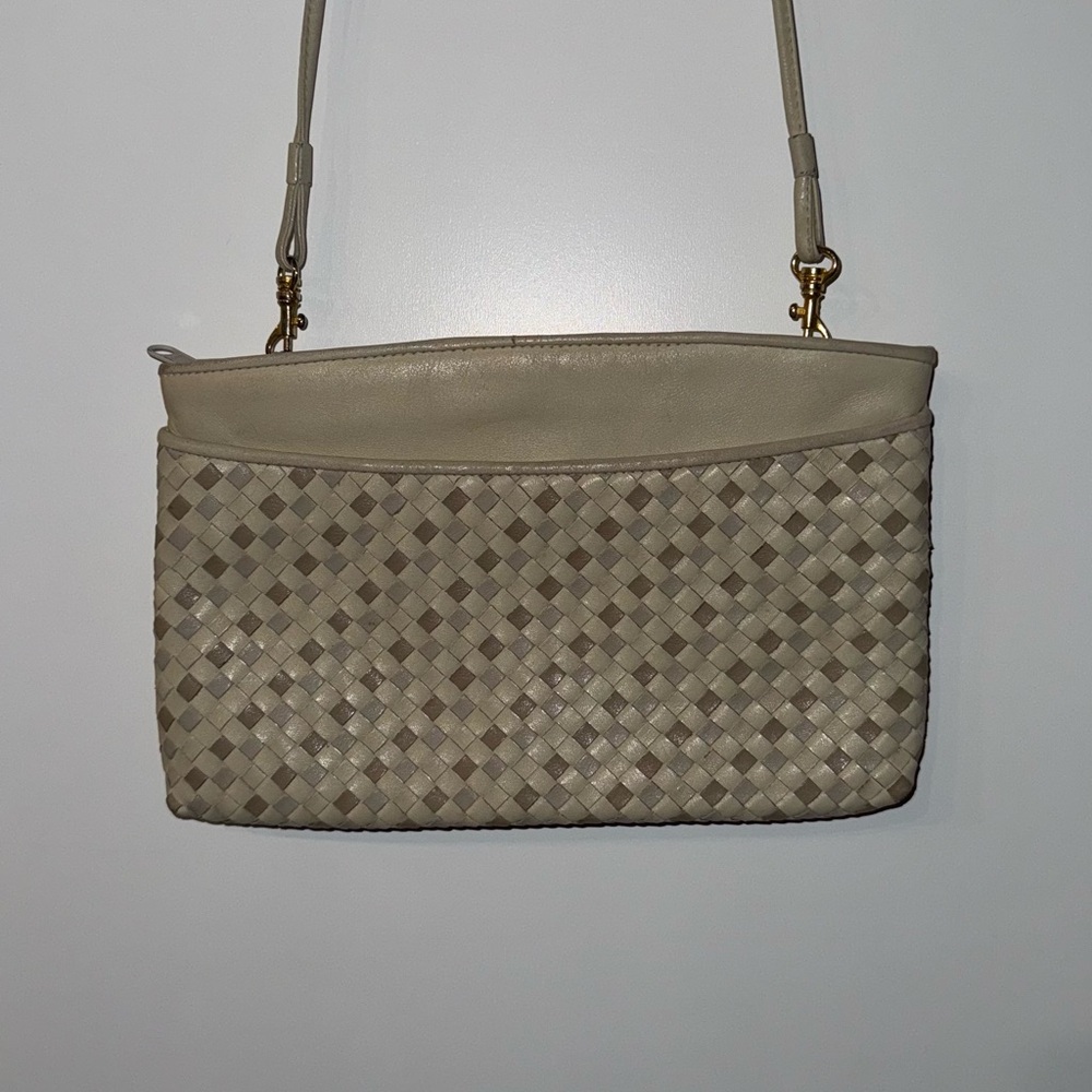 Vintage Ganson Woven Ivory Leather Crossbody - Picture 4 of 8